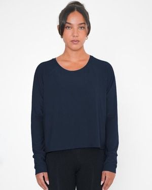 Rebody Active Sera Mid Length Boxy Nylon Long Sleeve Top - Blue