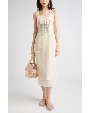 Simone Rocha Stuffed Carnation Square Neck Tulle Dress - Natural