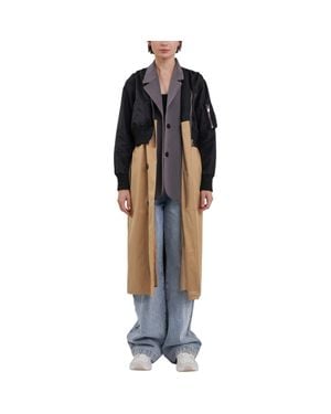Grey Lab Trio Mixed Media Trench Coat - Blue