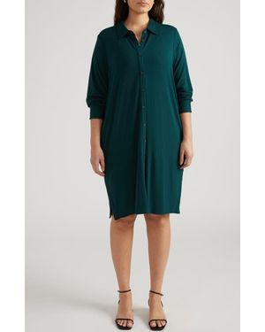 UNIVERSAL STANDARD Sally Long Sleeve Shirtdress - Green
