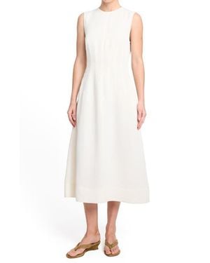 Twp Crew Neck Dress With Darts - White