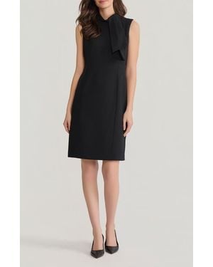 Kasper Neck Tie Sleeveless Sheath Dress - Black