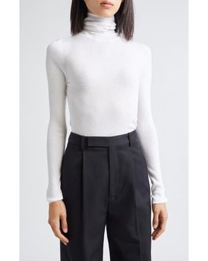 Twp Wool Rib Turtleneck Top - White