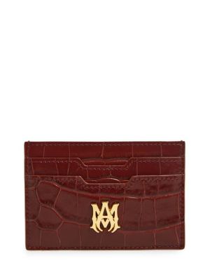 Amiri Croc Embossed Leather Card Holder - Red