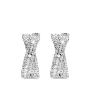 Effy Twisted Ribbon Diamond Hoop Earrings - White