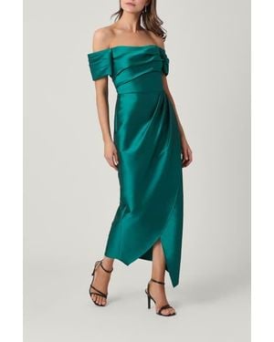 Shoshanna Satin Mikado Crowley Dress - Green