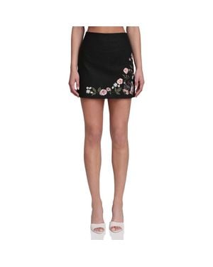 Avec Les Filles Floral Embroidered Miniskirt - Black