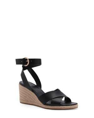 Mango Ankle Strap Wedge Sandal - Black