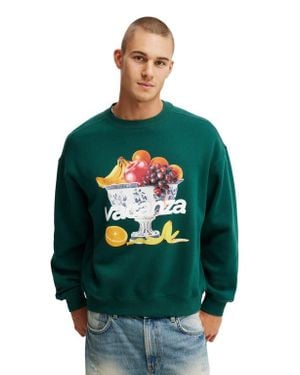Cotton On Box Fit Graphic Crew Sweater - Green