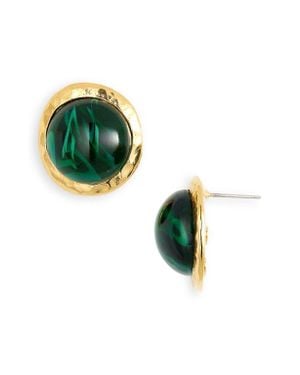 Kenneth Jay Lane Cabochon Button Stud Earrings - Green