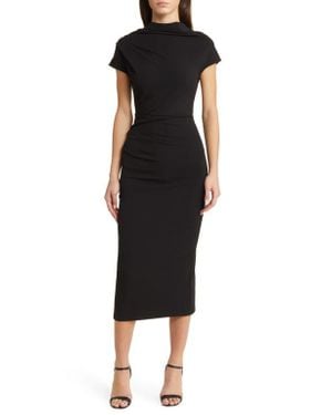 NIKKI LUND Marilyn Ruched Knit Dress - Black