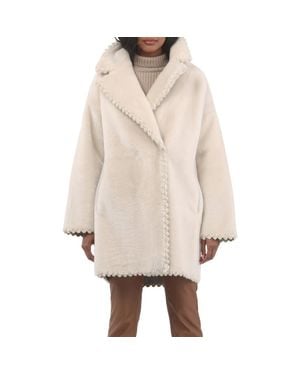 Gorski Reversible Genuine Shearling Jacket With Embroiderd Trim - Natural