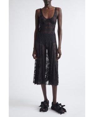 Collina Strada Pamela Sheer Lace Slipdress - Black