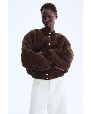 H&M Quilted Bomber Jacket - Brown
