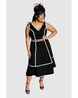Coast Plus Ponte V-Neck Midi Dress - Black
