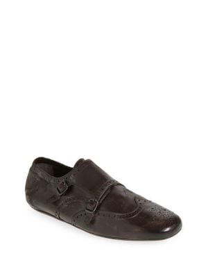 Prada Shuffle Double Monk Strap Shoe - Brown
