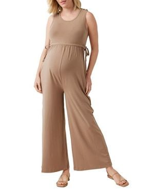 Ingrid & Isabel Wide Leg Maternity Jumpsuit - Natural