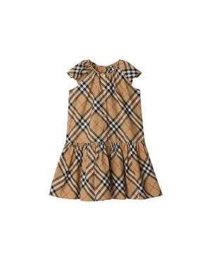 Burberry Girls' Check Cotton Dress - Natural
