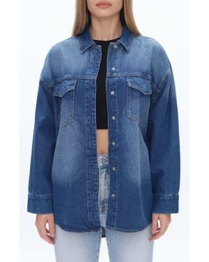 Bayeas Oversize Denim Shirt Jacket - Blue