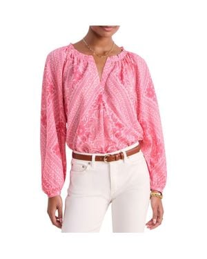 Vineyard Vines Tile Print Cotton Blend Top - Pink
