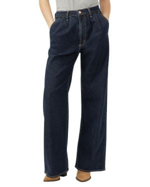 Silver Jeans Co. Pleated High Waist Wide Leg Trouser Jeans - Blue