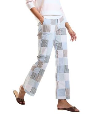 Cynthia Rowley Seersucker Cropped Trouser - Blue