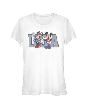 Mickey & Friends Juniors The American Couple T Shirt - White