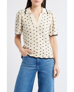 Wit & Wisdom Dot Collar Sweater - White
