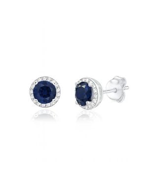 Donatello Gian Sterling Halo Stud Earrings - Blue