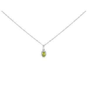 Haus of Brilliance 10K 5X3Mm Gemstone And Diamond Accent Halo Oval Shape 18 Pendant Necklace - Metallic