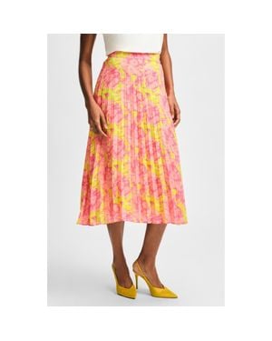 Isaac Mizrahi New York Pleated Midi Skirt - Orange