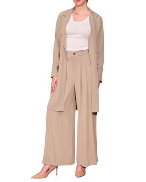 MELLODAY Long Crepe Blazer - Natural