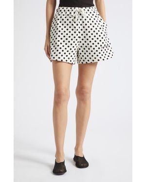 Marimekko Miksaus Pallo Kioski Polka Dot Cotton Shorts - White