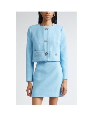 Oscar de la Renta Tweed Suiting Jacket - Blue