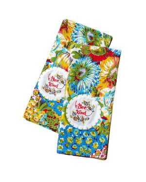 Modern Prairie Spring Gathering Tea Towel, Set Of 2 - Blue