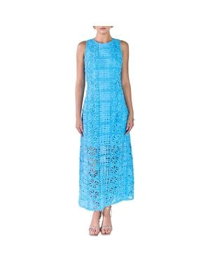 Endless Rose Textured Sleeveless Maxi Dress - Blue