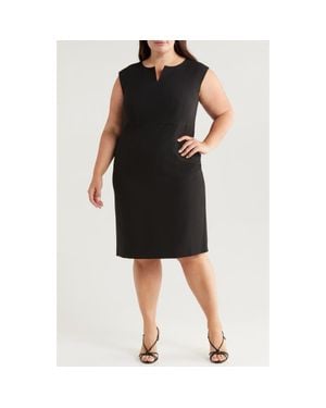 Kasper Notch Neckline Sleeveless Sheath Dress - Black