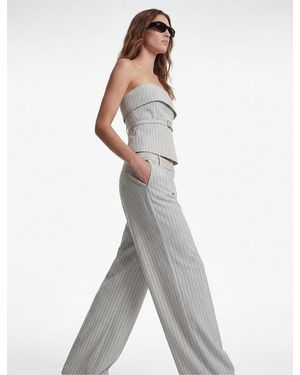 Koton Striped Strapless Belted Top - White