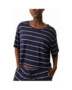 Kindred Bravely Aria Casual Cropped Short Sleeve Top - Blue