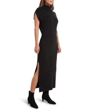 Splendid Madeline Rib Turtleneck Maxi Sweater Dress - Black