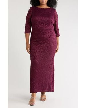 Jessica Howard Lace Three-Quarter Sleeve Sheath Dress - Red