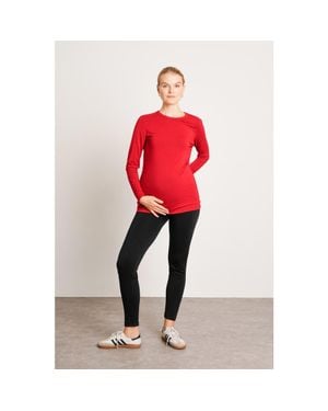 Nom Maternity Liv Long Sleeve Sculpting Maternity Crew Neck Tee - Red