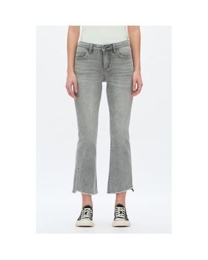 Bayeas Frayed Step Hem Mid Rise Ankle Bootcut Jeans - Gray