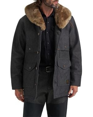 Wrangler Filson X Genuine Shearling Collar Packer Jacket - Black