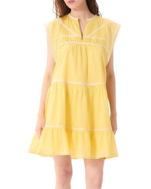DELUC Onza Lace Trim Cotton Minidress - Yellow
