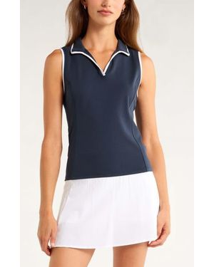 Zella Pace Piqué Knit Polo Tank - Blue