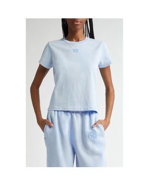 Alexander Wang Puff Logo Shrunken Cotton Jersey T-Shirt - Blue