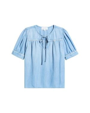 Bella Dahl Scallop Trim Tie Front Chambray Top - Blue