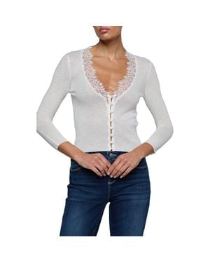L'Agence Eluna Lace Detail Cardigan - Gray