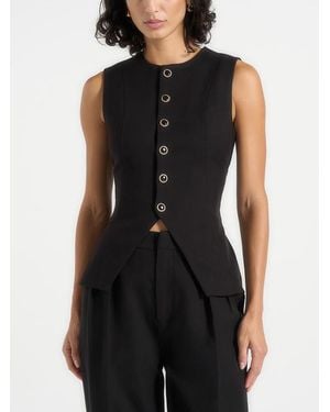 Manière De Voir Maisie Tailored Crew Neck Cinch Waistcoat - Black